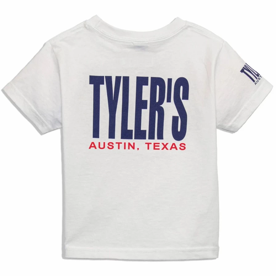 Boys' Tyler White and Navy T-Shirt - Austin Casual Short Sleeve Tee for Toddlers