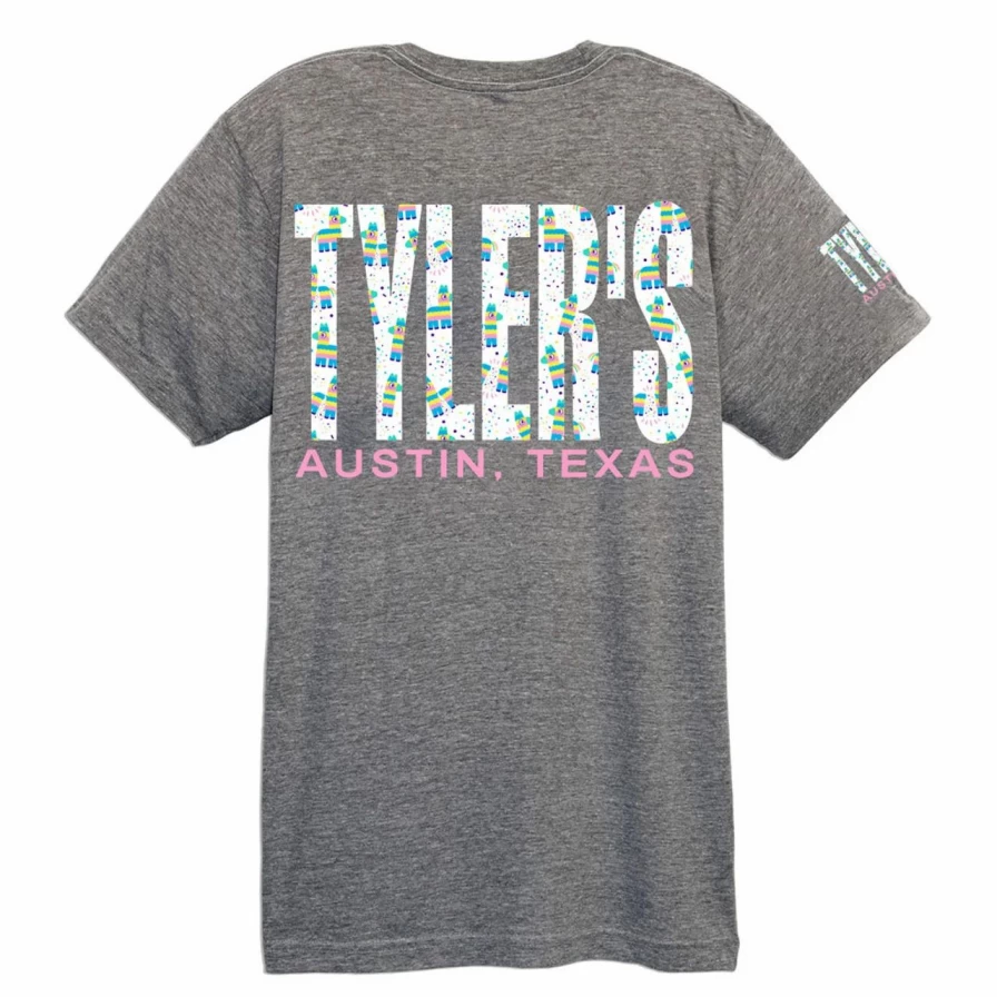 Tyler's Grey Pinata Graphic Tee Austin Fun Design Cotton T-Shirt