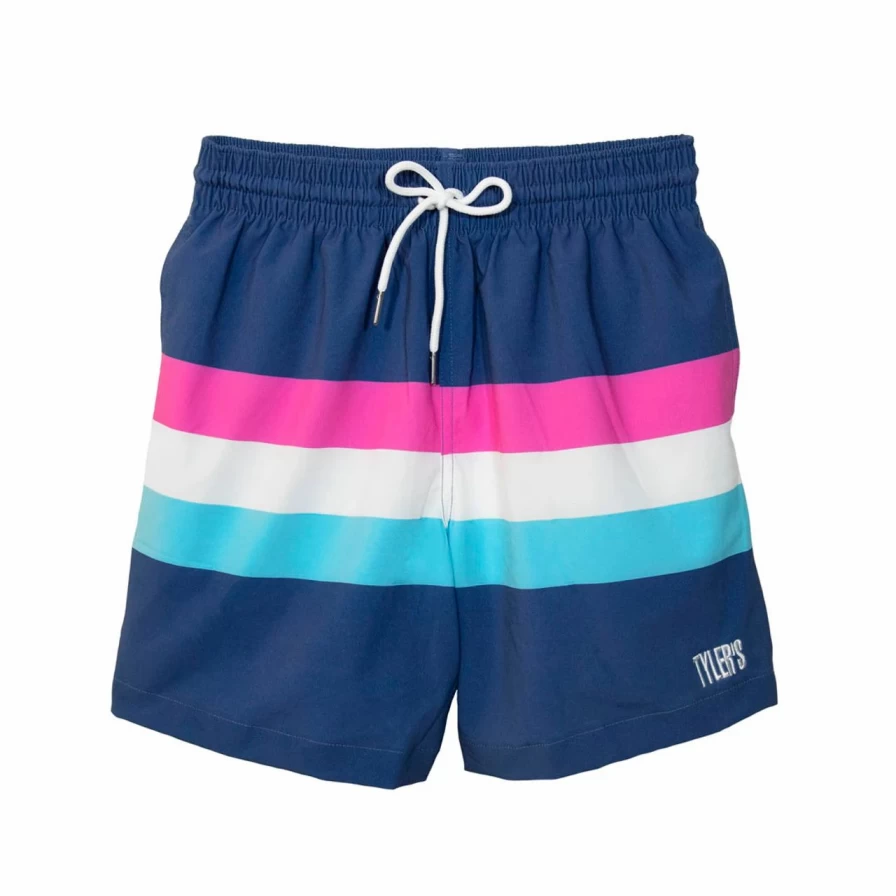 Boys' Volley Shorts - Navy Stripe Athletic Shorts for Active Kids