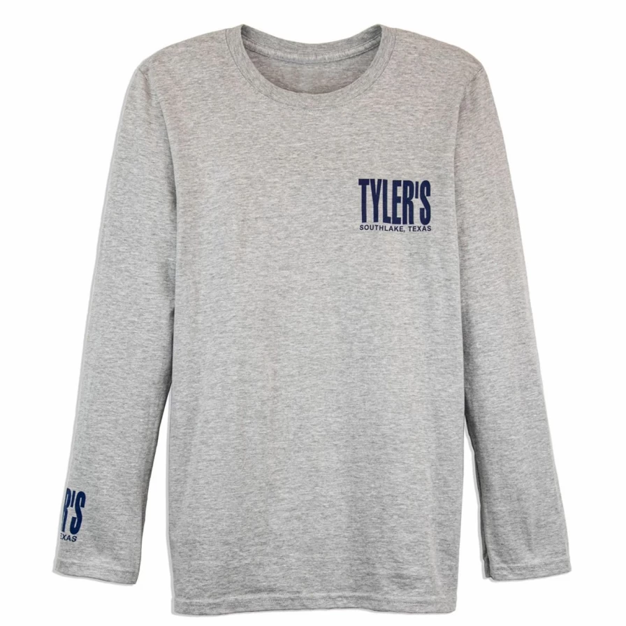 Men's Long Sleeve Casual T-Shirt Grey Navy Solid Color Basic Top Southlake Style