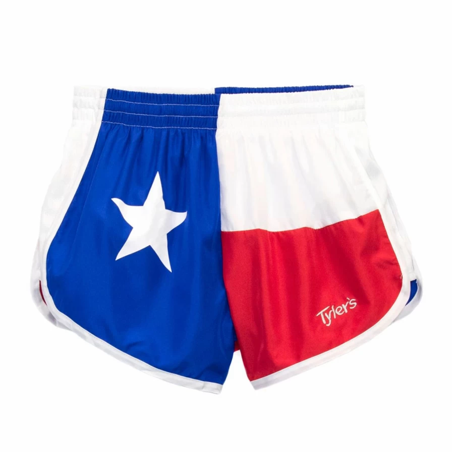 "Girls' Texas Flag Print Racer Shorts - Red, White & Blue Patriotic Running Shorts"