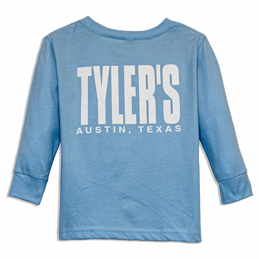 "Boys' Light Blue and White Long Sleeve T-Shirt – Comfortable Casual Toddler Top"