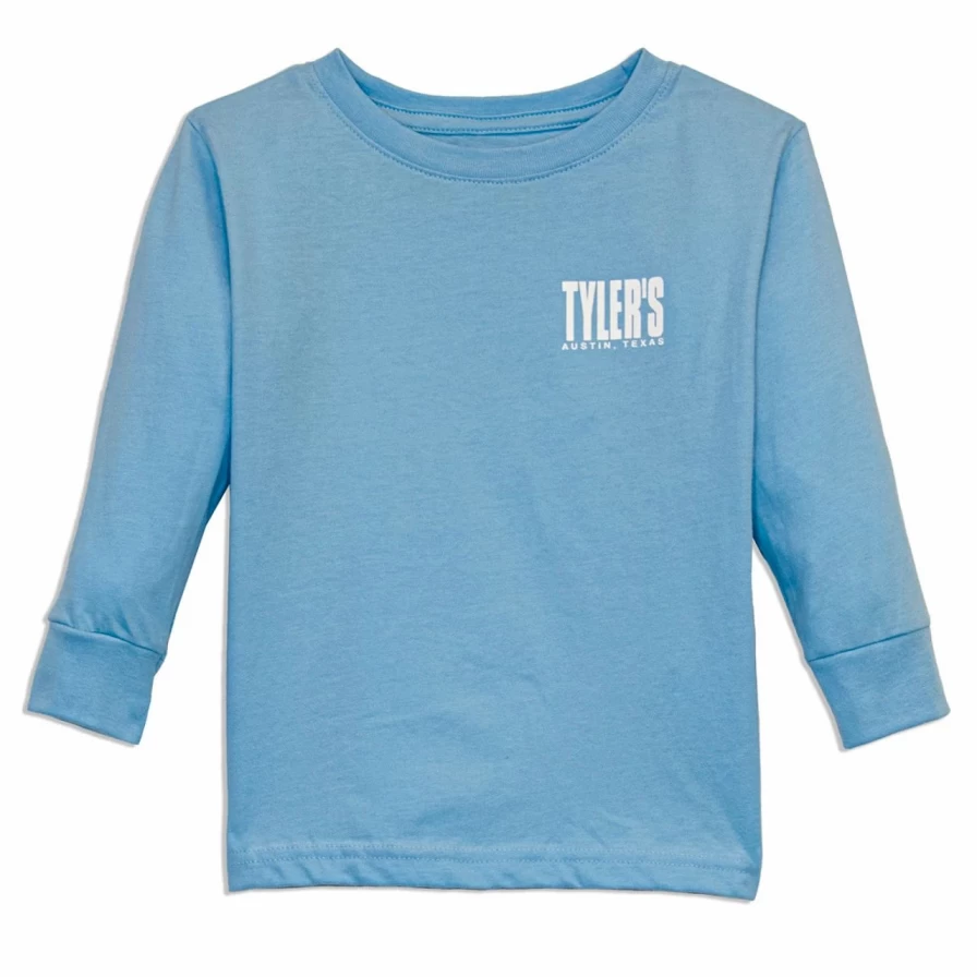 "Boys' Light Blue and White Long Sleeve T-Shirt – Comfortable Casual Toddler Top"