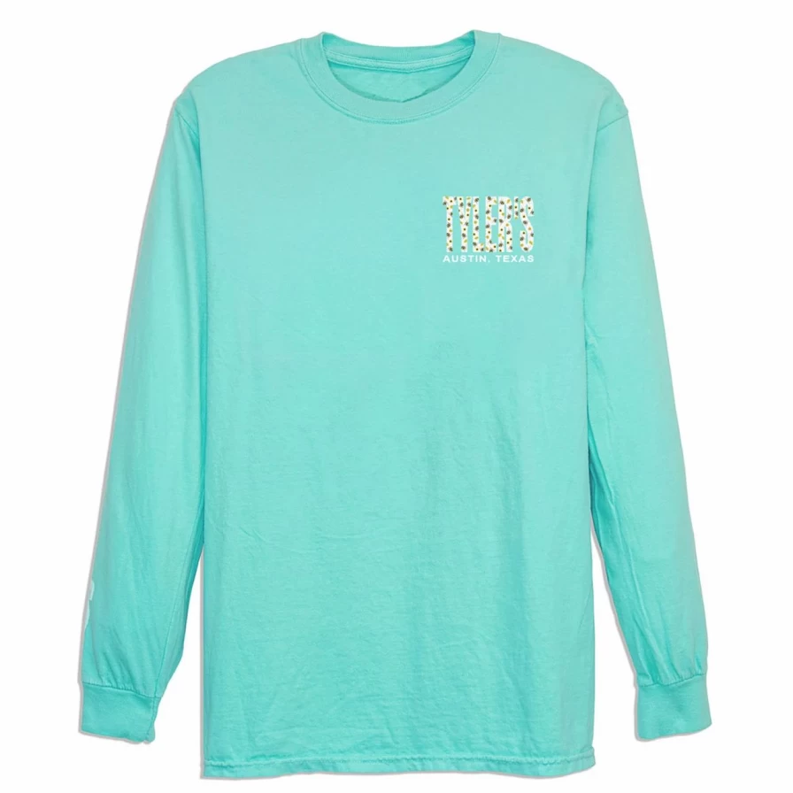Tyler's Bee Comfort Color Long Sleeve Tee in Heather Sea Green with Bee Design - Austin Collection