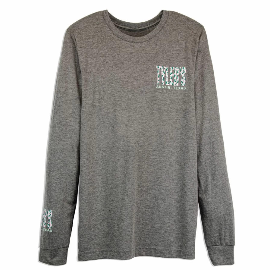Men's Stylish Long Sleeve Cactus Print T-Shirt for Austin Texas Lovers