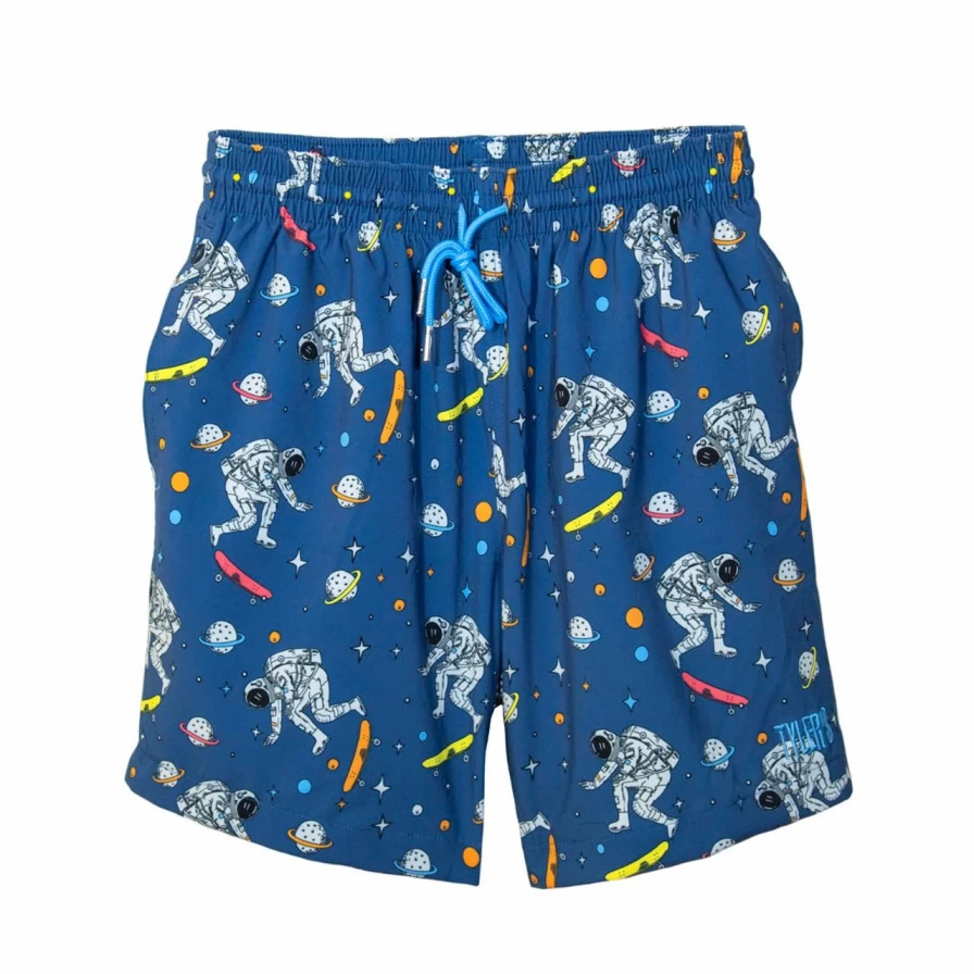 "Tyler's Boys' Volleyball Shorts - BLMT Color Space Skater Design"