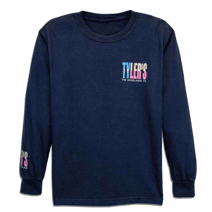 Kids' Long Sleeve Comfort Color Tee with Pastel Texas Flag Design - The Woodlands Collection