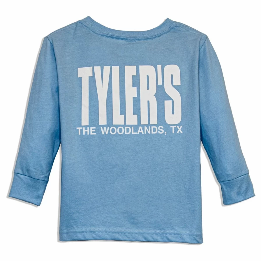 "Tyler's Light Blue and White Long Sleeve Tee for Toddlers – The Woodlands Collection"