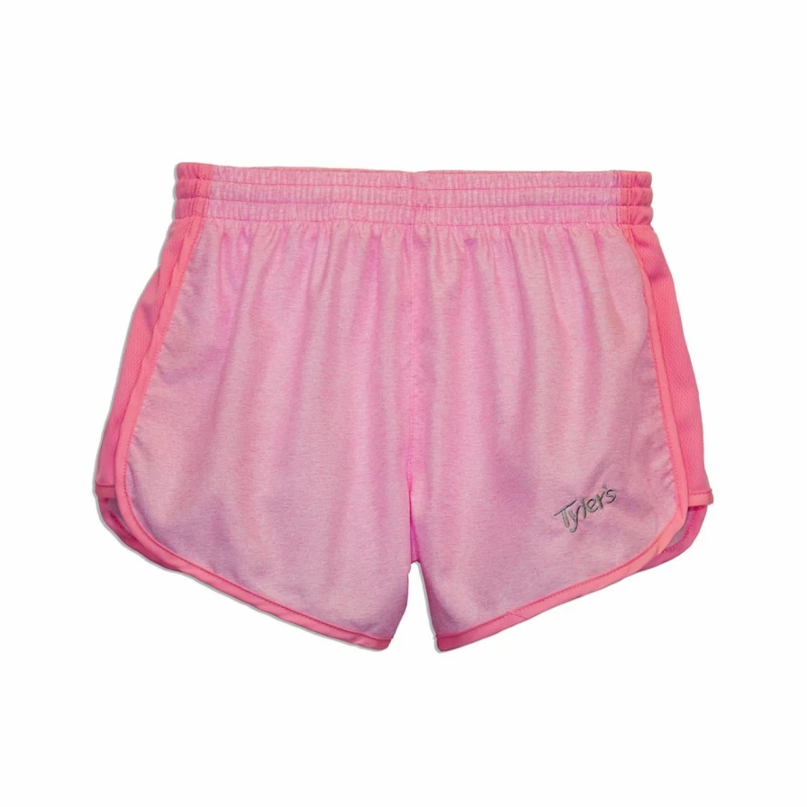 "Girls' Pink Heather Racer Shorts - Comfortable & Stylish Athletic Wear"