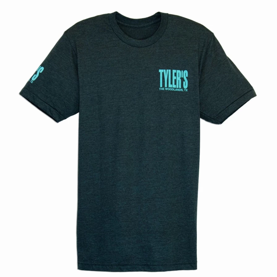 Men's Black and Aqua Track Tee - Stylish Casual T-Shirt for Running and Workouts