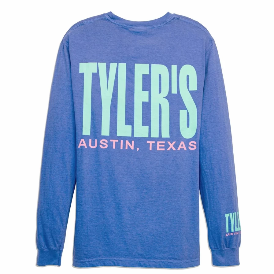 Men's Long Sleeve Comfort Colors T-Shirt - Soft Blue & Mint Crewneck Tee - Austin TX Style