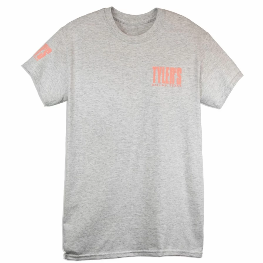 Tyler's Dallas Graphic Tee in Ash and Baby Pink Colors