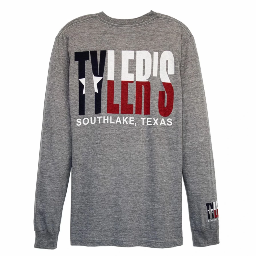 Men's Long Sleeve Grey Texas Crewneck Track Tee - Southlake Style Casual Athletic Shirt