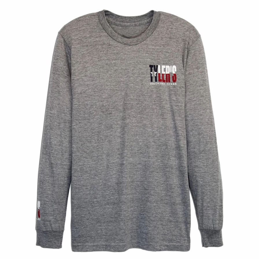 Men's Long Sleeve Grey Texas Crewneck Track Tee - Southlake Style Casual Athletic Shirt