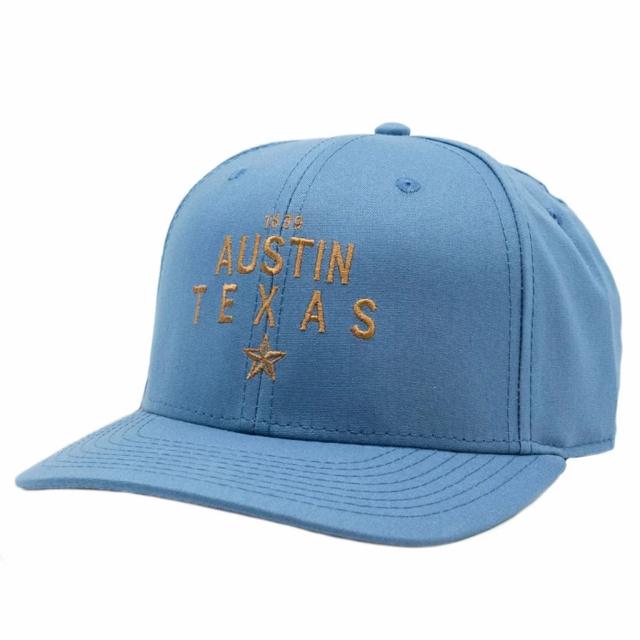 1839 Austin Texas Dad Hat - Slate/Latte Washed Cotton Vintage Baseball Cap