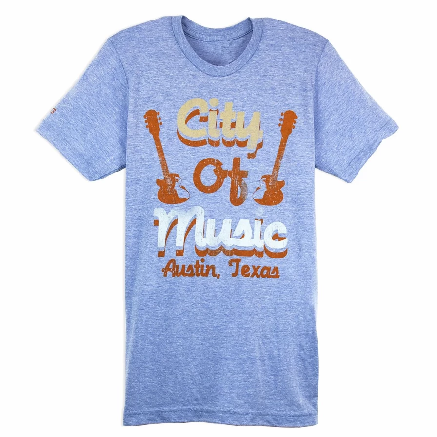 "Men's Athletic Blue Music City Graphic T-Shirt - Comfortable Casual Tee"