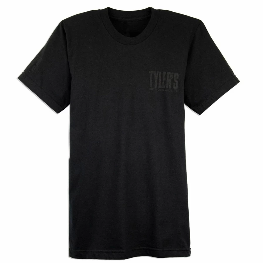 Men's Black Graphic Tee - The Woodlands Design - Casual Short Sleeve T-Shirt