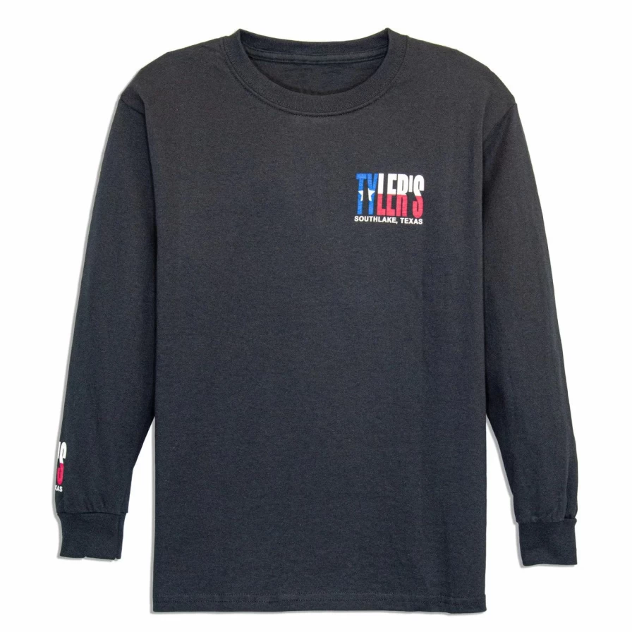 "Kids' Black & Texas Flag Long Sleeve T-Shirt - Southlake Style Graphic Tee"