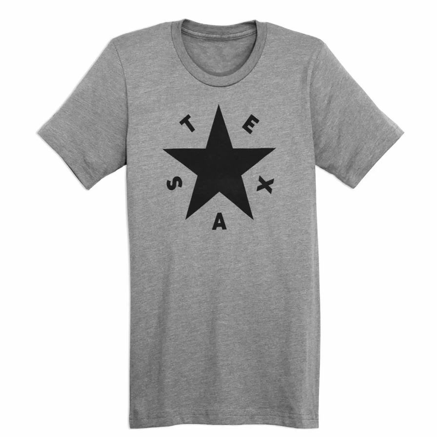 "Vintage Heather Grey Texas Star Graphic T-Shirt for Men and Women"