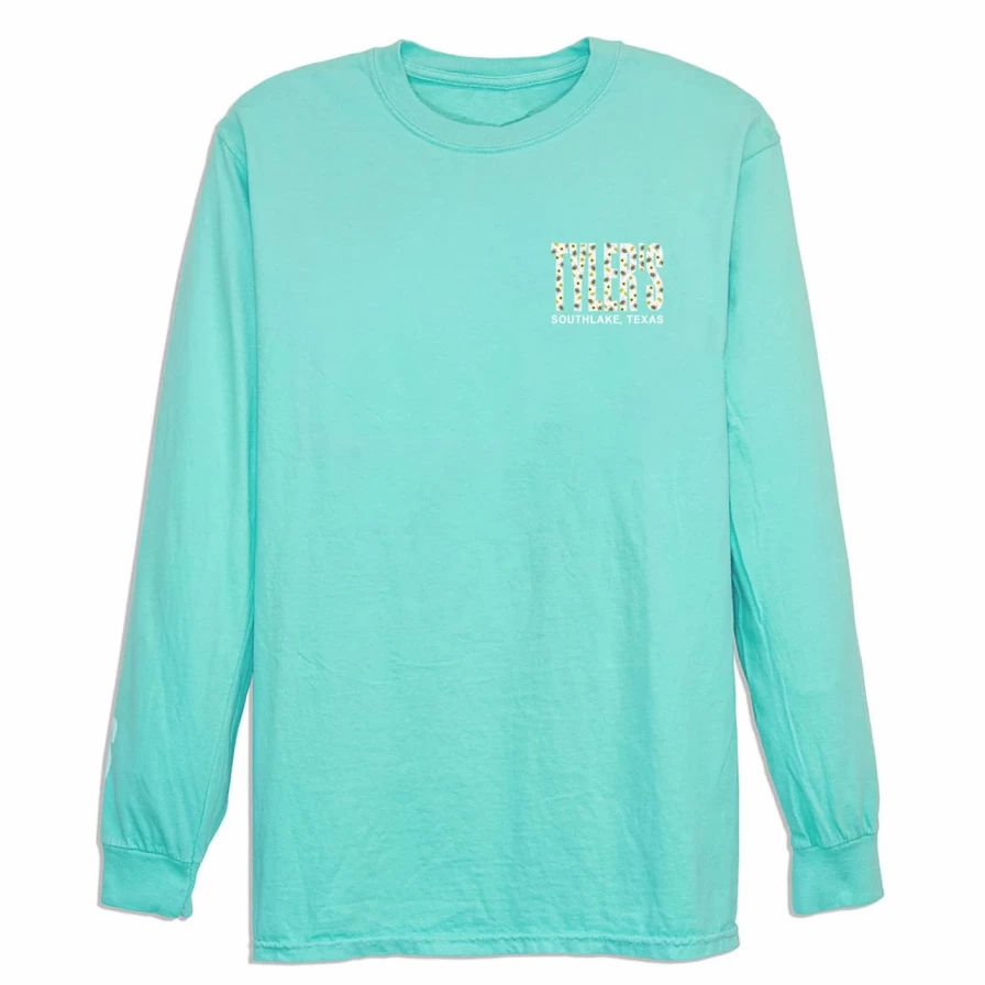 "Mint Green & Bee Print Comfort Color Long Sleeve T-Shirt by Tyler's - Southlake Collection"