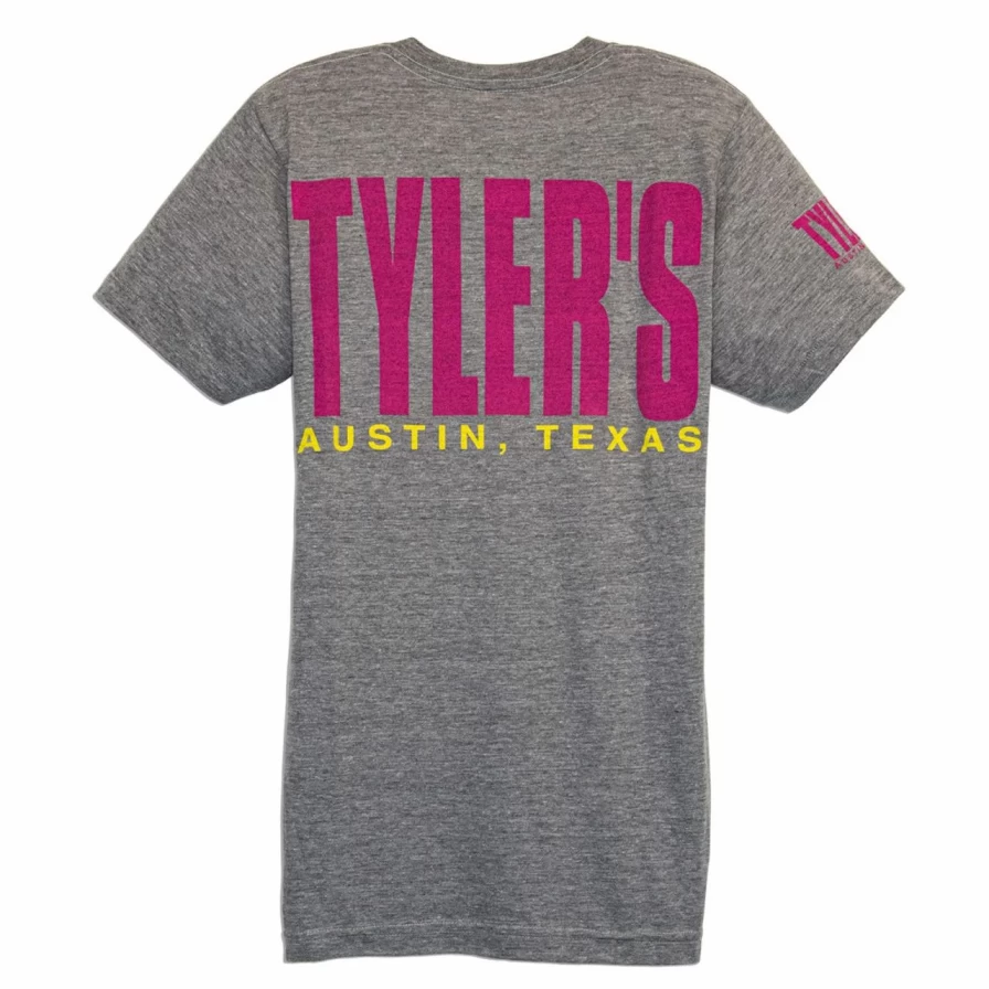 "Heather Grey and Pink Track Tee by Tyler's - Austin Casual Comfort Fit T-Shirt"