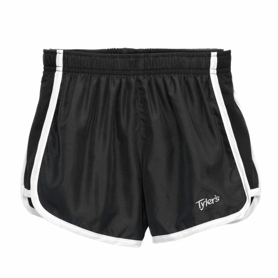 "Girls' Black & White Racer Shorts - Sporty Trim Design for Active Kids"