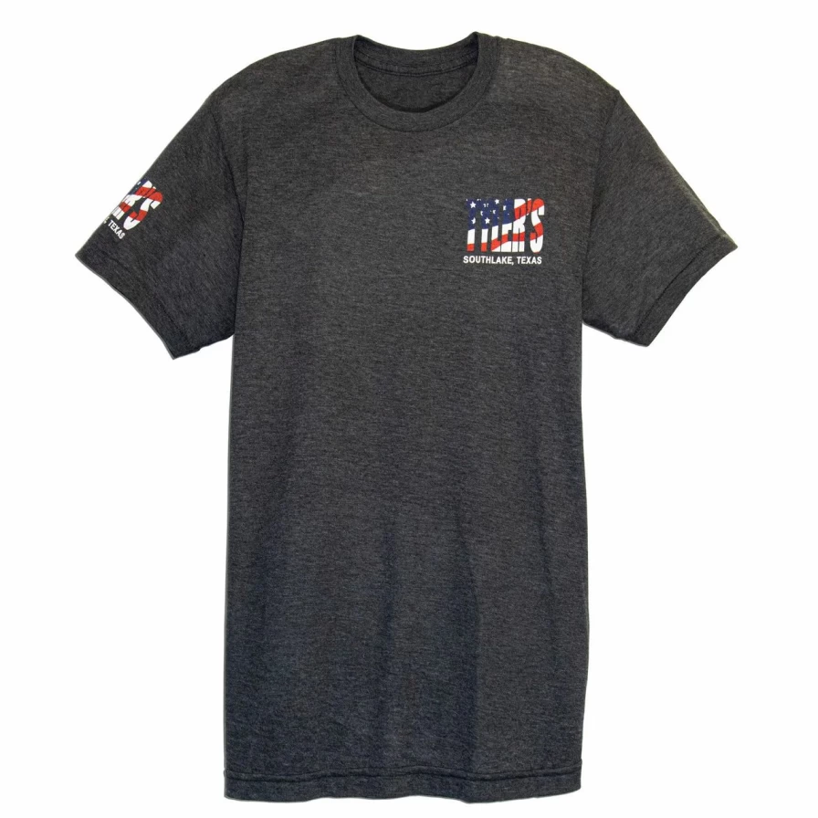 "Stylish Grey and American Flag Track Tee - Southlake Collection"