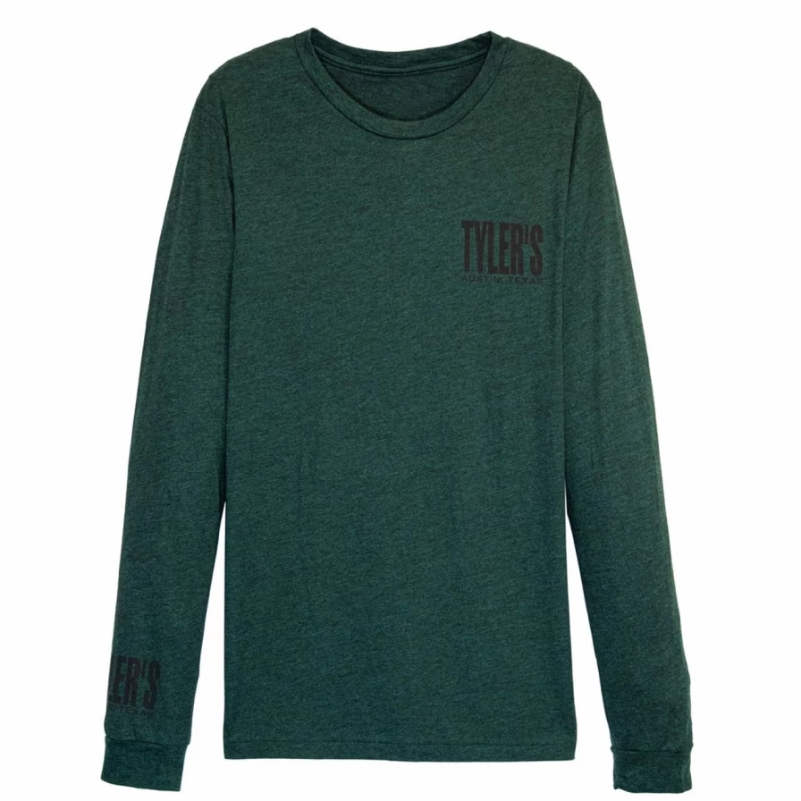 Tyler's Long Sleeve Emerald and Black Crewneck Track Tee for Men - Austin Athletic Style