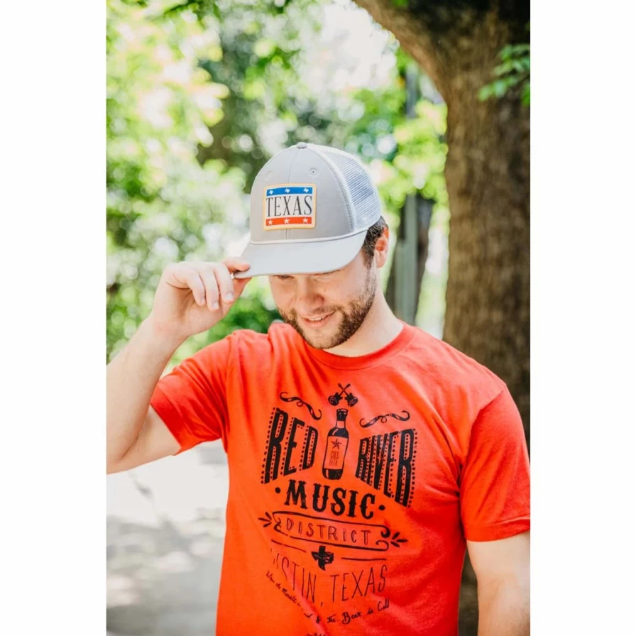 "Texas Trucker Hat in Steel Grey and White - Adjustable Snapback Cap"