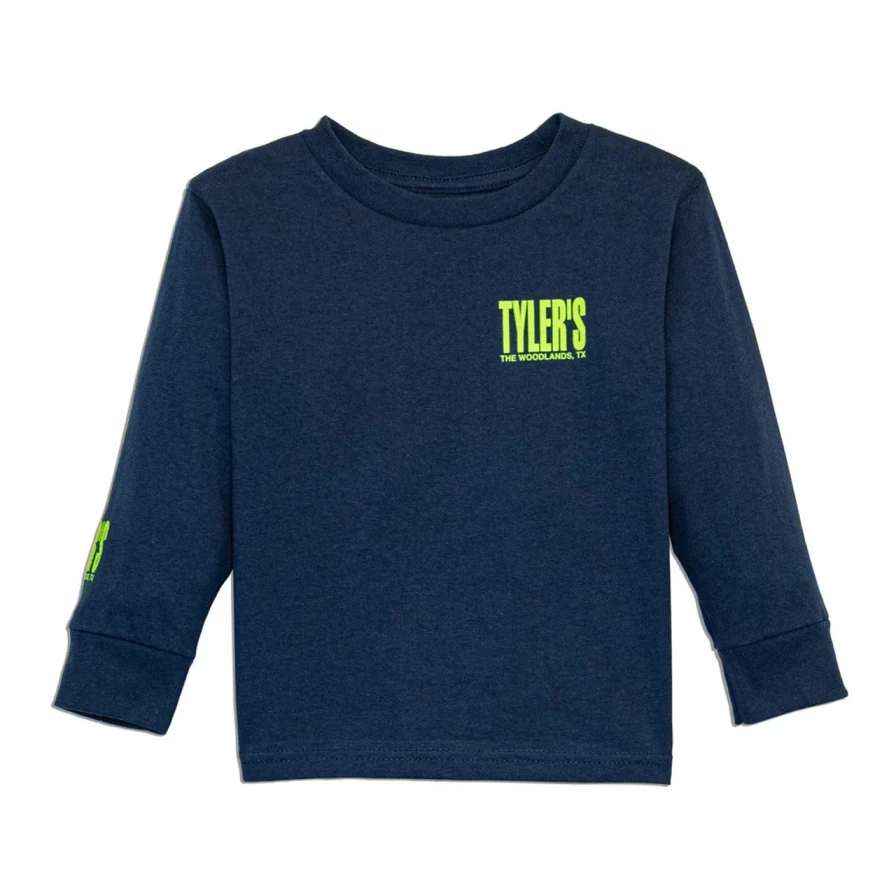 Boys' Navy & Lime Green Long Sleeve T-Shirt - Casual Striped Top for Toddlers
