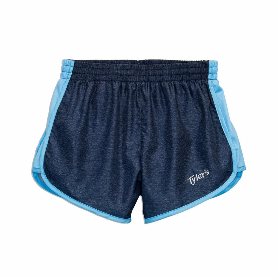 Girls' Heather Blue Racer Shorts - Navy & Light Blue Athletic Comfort Fit