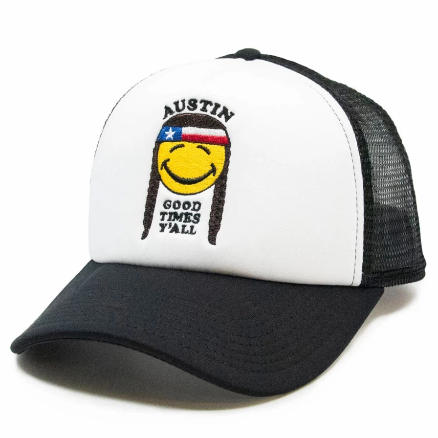 "Good Times Y'All Black & White Trucker Hat - Adjustable Snapback Cap"