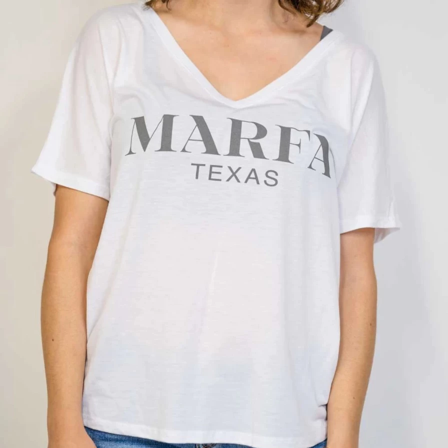 Women's Luxe V-Neck T-Shirt - Soft Casual Marfa Style Tee for Everyday Wear