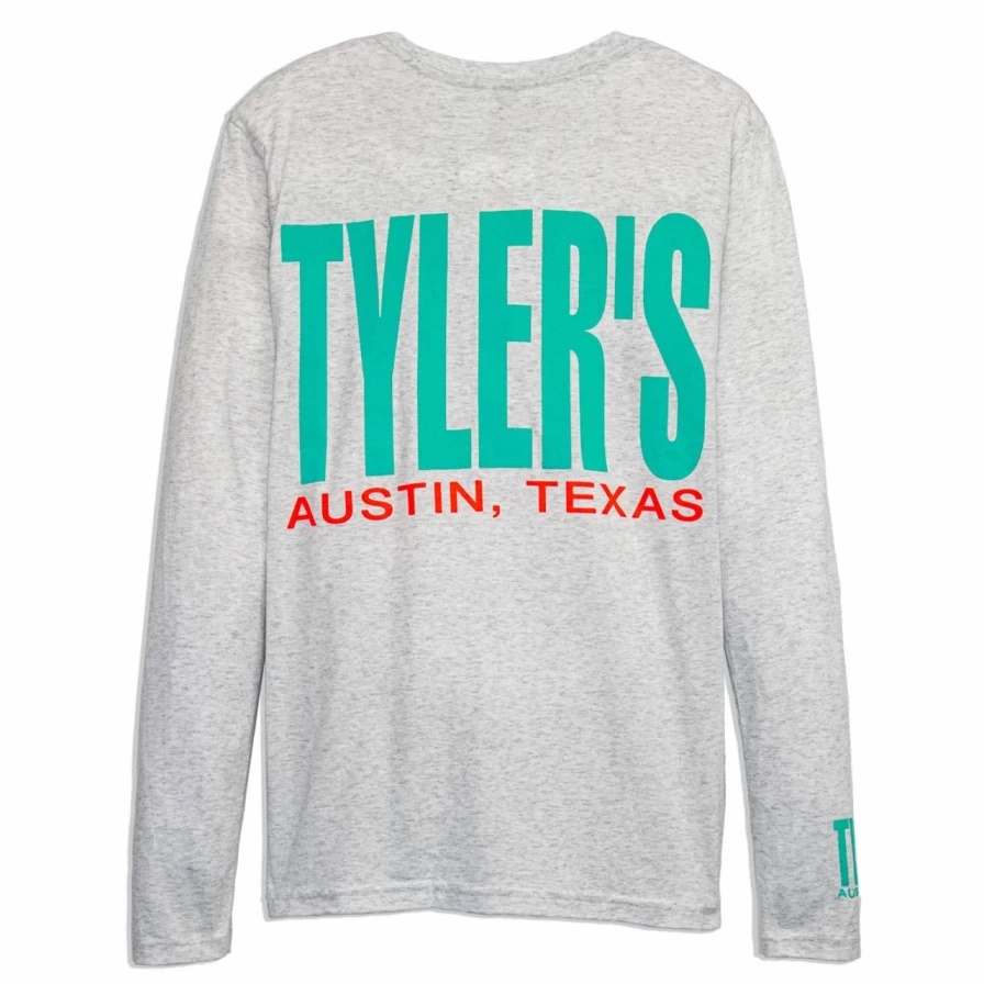 Vintage Long Sleeve Track Tee in White and Mint - Retro Austin Style