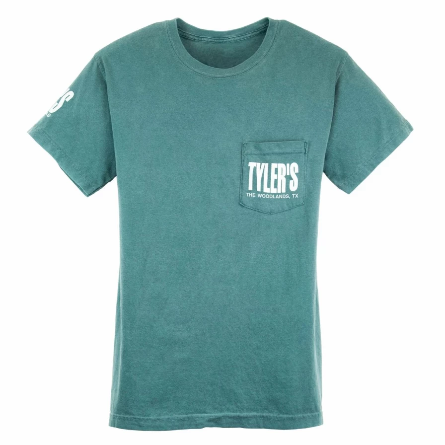 Tyler's Comfort Color Pocket T-Shirt - Emerald/White Relaxed Fit Casual Tee