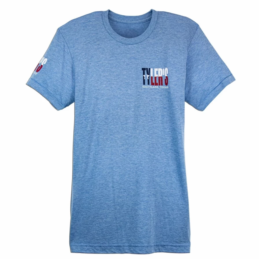 "Tyler's Texas Flag Track Tee - Southlake Vintage Style Royal Blue T-Shirt"