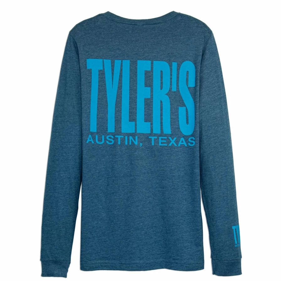 Men's Long Sleeve Deep Teal Aqua Track Tee - Casual Athletic Top for Running and Workouts