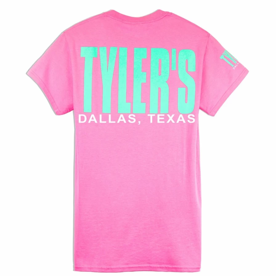 "Tyler's Dallas Graphic Tee - Azalea & Bright Mint Cotton T-Shirt"