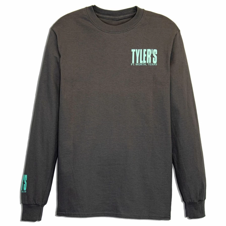 Men's Stylish Charcoal & Mint Long Sleeve T-Shirt - Premium Cotton Blend Casual Top