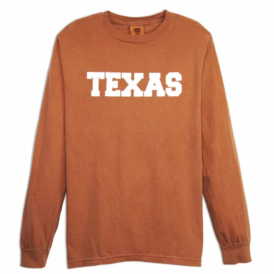 "Premium Texas Long Sleeve Comfort Color T-Shirt for Men & Women - Soft Cotton Crewneck Tee"