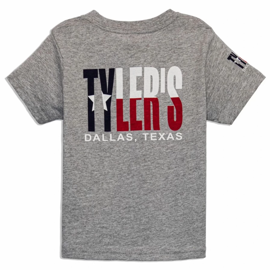 "Tyler's Grey and Texas Flag Toddler T-Shirt - Dallas Themed Kids Tee"