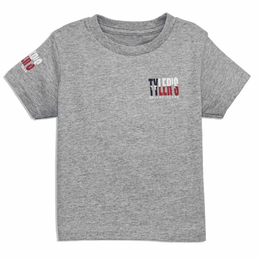 "Tyler's Grey and Texas Flag Toddler T-Shirt - Dallas Themed Kids Tee"