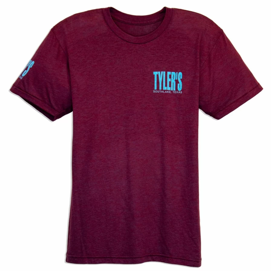 "Heather Cranberry Aqua Yellow Track Tee - Southlake Style Comfort Fit"