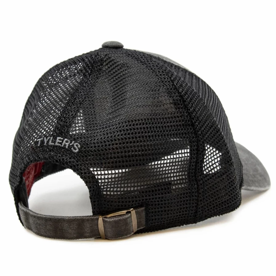 ATX Ragbones Trucker Hat - Black/Grey Mesh Snapback Cap for Men & Women