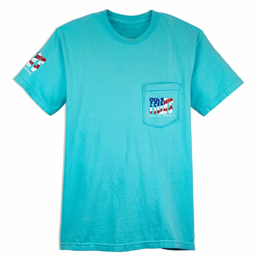 "Vintage American Flag Pocket T-Shirt Comfort Colors Dallas Style"