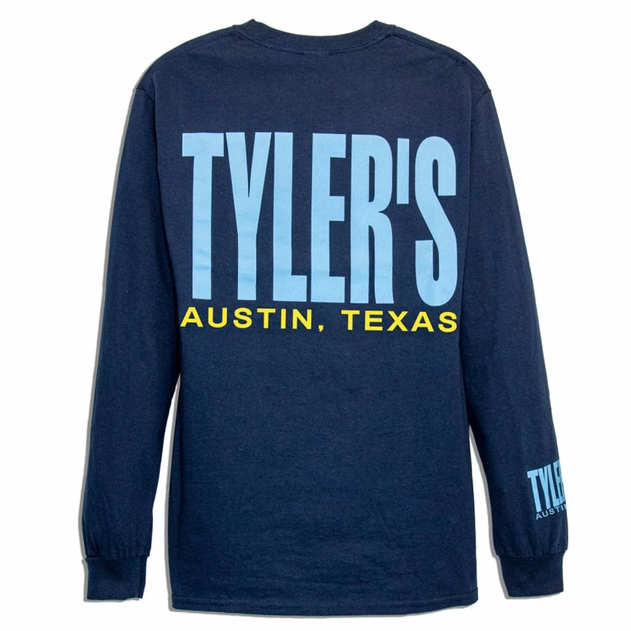Men's Navy and Light Blue Striped Long Sleeve T-Shirt by Tyler's Austin