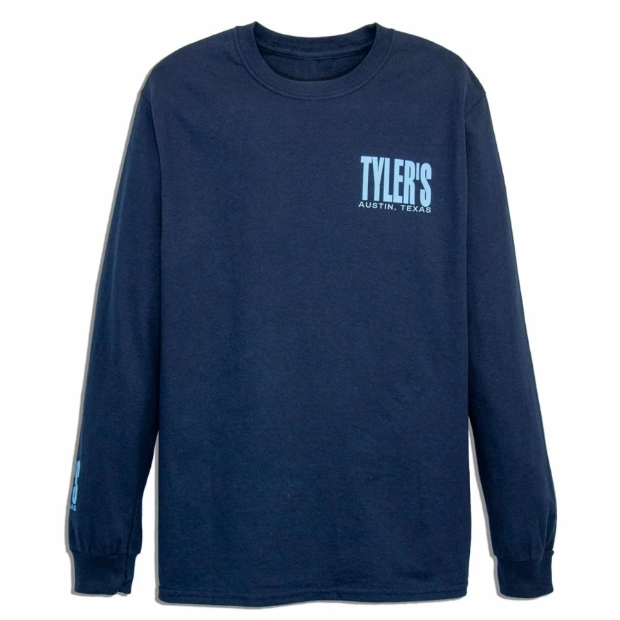 Men's Navy and Light Blue Striped Long Sleeve T-Shirt by Tyler's Austin