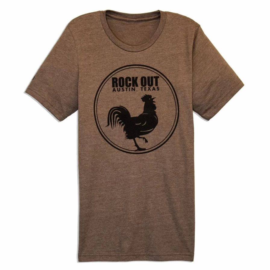 "Vintage Austin Texas Circle Graphic Tee in Tri Coffee - Rock Out Style"