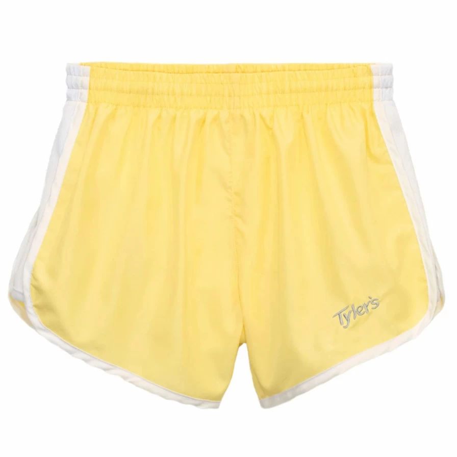 Women's Pastel Yellow & White Racer Running Shorts - Lightweight Summer Athletic Shorts