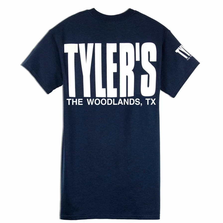 "Navy and White Striped Men's T-Shirt by Tyler's - The Woodlands Collection"